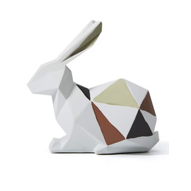 Amoy-Art Rabbit Sculptures Figures Modern Arts Decor Animal Statue Living Room Art Polyresin Geometric Gift 15 cm