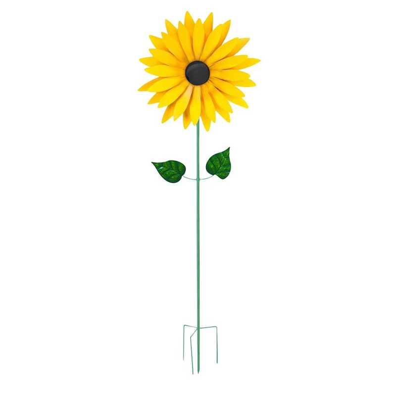 Sunflower Windmill Metal Windmill Garden Stake Wind Sculptures for Balcony