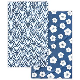 Eulnars Kitchen Tea Towel, Quick Dry Microfiber Cloth Dish Towels for Kitchen Drying, 18" x 30" Premium Quick Dry Towel (Japanese Pattern, 2-Pack)
