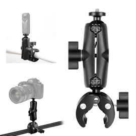 PULUZ 1/4 Zoll Schraube Super Kamera Halterung Klemme, Doppelkugelkopf Magic Arm Klemme mit Adapterfuß für Motorrad, Fahrrad, Querstangen Webcam, Kamera, Regenschirm, Desktop, Lichtständer