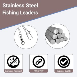 Atibin Rigs Lure Wire Leader Line Saltwater Swivels Fishing Leader Bait Wire Rigs Fishing Leaders Snap White Nickel #3 50lb 15.8in 20pcs