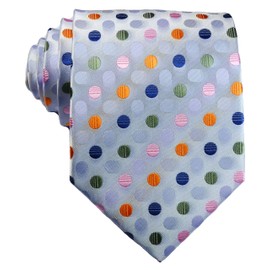 Geotae Zerun New Classic Light Blue Polka Dots JACQUARD WOVEN Silk Men's Tie Necktie