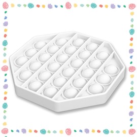 Bubble Fidget Sensory Toys, White Octagon Push Silicone Squeeze Toy for Autism Anxiety Stress Relief Adults Party Travel Office Desk Toys Classroom Prize Gifts for Kids Toddlers Girl Boy