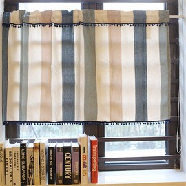 WPKIRA Blackout Cafe Curtains Short Curtains Scandinavian Colorful Striped Curtains for Small Window Cafe Kitchen Curtain 1 Panel Width 225cm Length 60cm