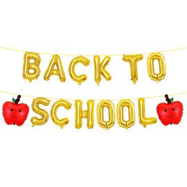 14Pcs Back To School Balloons - 16inch Gold Letter Balloons for Back to School Decorations - First Day of School Decorations - Party Supplies