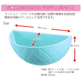 Fudogiken F2600 Wall Hanging Accessory Case, Aqua, Approx. 6.0 x 3.1 x 2.9 inches (15.3 x 8 x 7.3 cm), Quilt Pocket