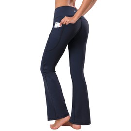 BUBBLELIME 29"/31"/33"/35" Women's Long Bootleg High Waist Yoga Capri Out Pockets Tummy Control Workout Bootcut