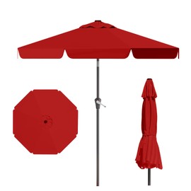 AreShark 9FT Patio Umbrella Table Market Umbrella w/Tilt and Crank Outdoor Umbrellas for Garden, Deck, Backyard, Pool and Beach, Red