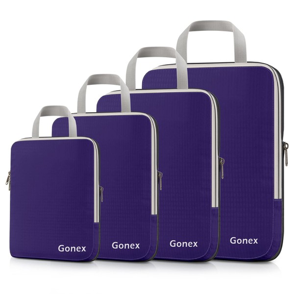 Gonex Compression Packing Cubes Extensible Organizer Bags For Travel Suitcase Organization Set of 4 Bags