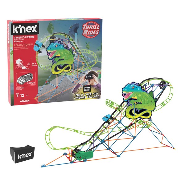 K'NEX Thrill Rides – Twisted Lizard Roller Coaster Building Set with Ride It! App – 402 Piece – Ages 7+ Building Set ()