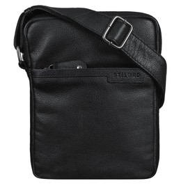 STILORD 'Blake' Genuine Leather Messenger Bag Men Vintage Shoulder Bag Small Cross Body Bag for 8 inch Tablets DIN A5 Satchel Retro Leather, Colour:Black