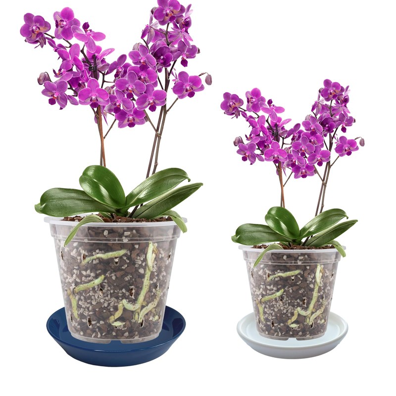 Plant Saucer Blue Ceramic Deep Pot Tray 2 Pack 3.5-4