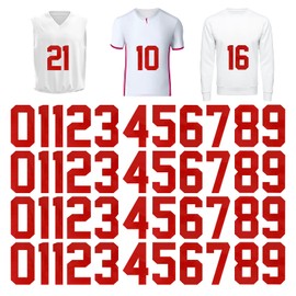 44 Pieces Iron On Numbers, Jersey Heat Transfer Numbers for Sports T Shirts Team Uniform Football Basketball Baseball（Red, 8 Inch）