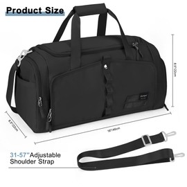 YOUNGOA Gym Bag, Small Sports Duffle Bag with Shoe Compartment, 25L Mens Womens Holdall Overnight Weekend Duffel Bag for Sport, Travel, Black
