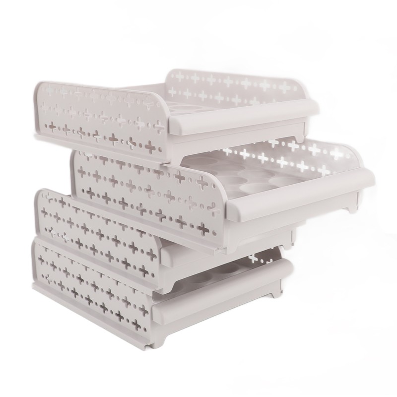 4PCS Egg Container for Refrigerator PP Stackable Shockproof Egg Drawer