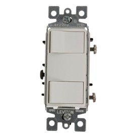 Leviton I5 Amp, 120 Volt, Decora Single-Pole AC Combination Switch, Individual Switches, Commercial Grade, Grounding, Image, 1754-2W, White