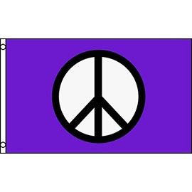 AZ FLAG Peace Symbol Purple Flag 3' x 5' - Peaceful Flags 90 x 150 cm - Banner 3x5 ft
