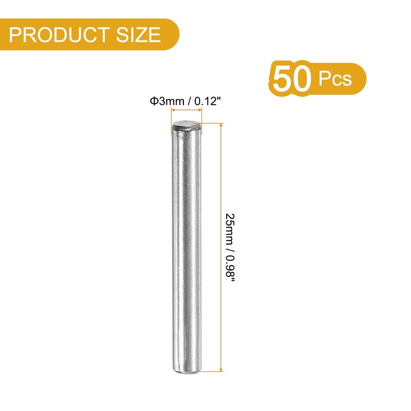 sourcing map 50 Pcs 3mm x 25mm Shelf Pins, Shelf