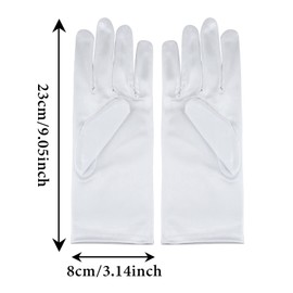 Feelorna Short Opera Gloves, Wrist Length Evening Satin Gloves, Vintage Formal Fancy Dress Gloves, Women Mittens for Wedding, Prom, Opera Party, White