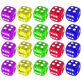 OIGWBPH 20 Pieces Play Dice Small Dice Game Props Cube Classroom Coloured Dice 5 Colours Small Dice Game Board Game