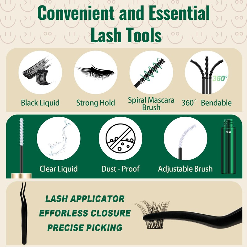 Lash Extension Kit 120pcs Lash Clusters Lash Bond and Seal