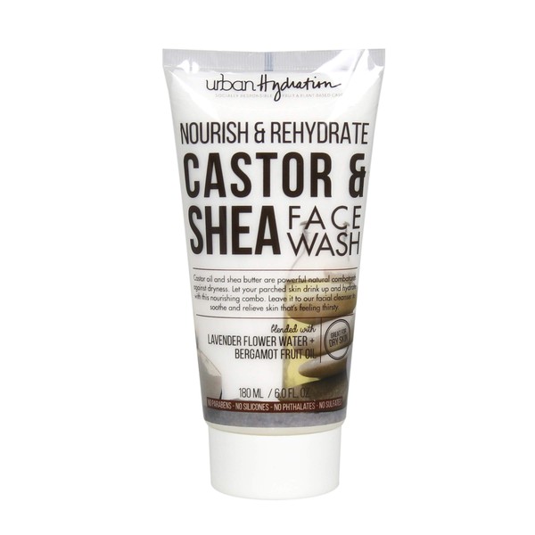 Urban Hydration Castor and Shea Cleanser | Combats Dry Skin, Detoxes, Cleanses and Hydrates, Anti-Aging Benefits For All Skin Types, Leaves Skin Glowing and Smooth | 6 Fl Ounces
