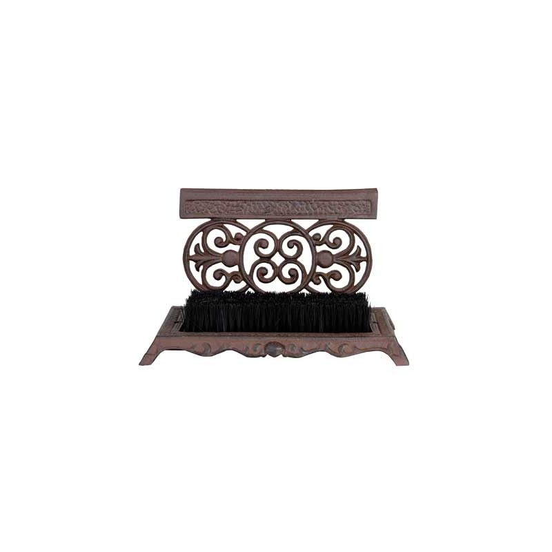 Cast Iron Scrollwork Boot Scrapers with Brushes, Set of 2