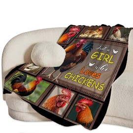 Chicken Throw Blanket Just A Girl Loves Chicken Flannel Fleece Fuzzy Blanket Soft Warm Cozy Plush Animal Blanket for Bed Couch Living Room Stuffed Decoration for Kids Adult 50"x40"