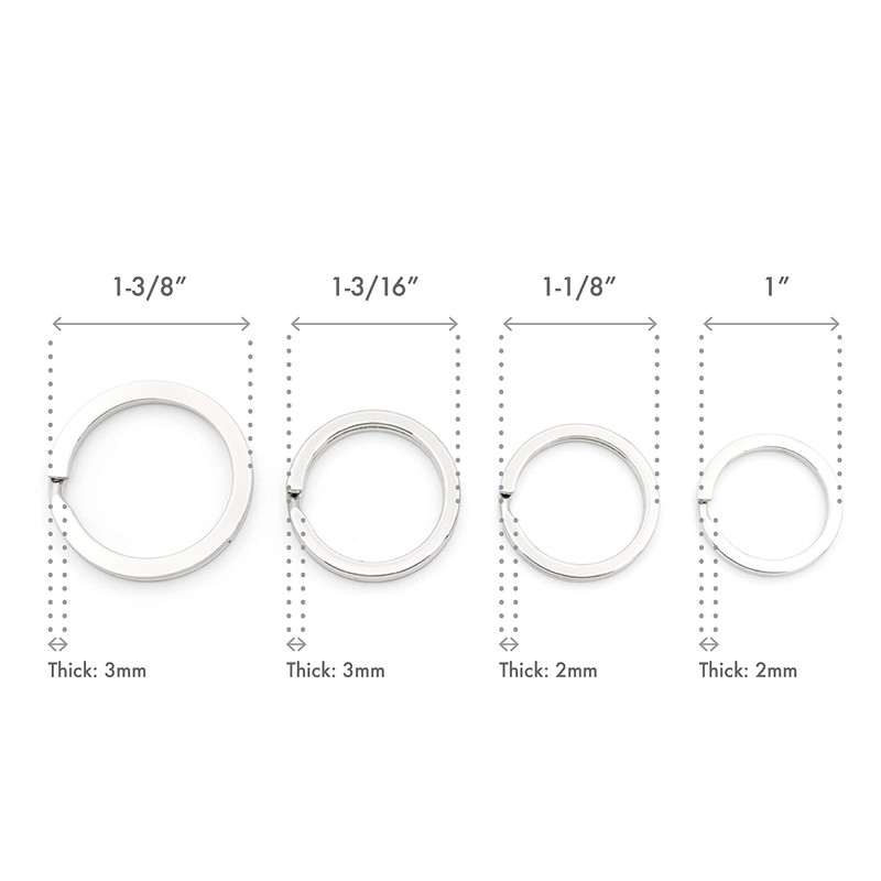 CRAFTMEMORE Key Rings Quality Keychain Rings Metal Flat Split Rings