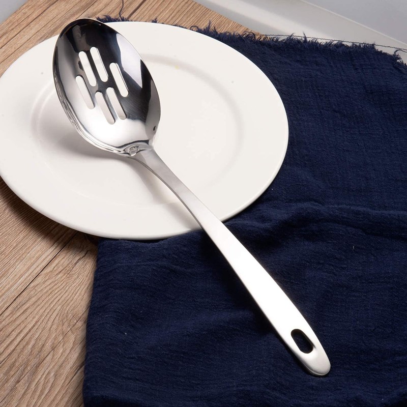 1 Pcs Slotted Spoon Stainless Steel Cooking Spoon Kitchen Serving