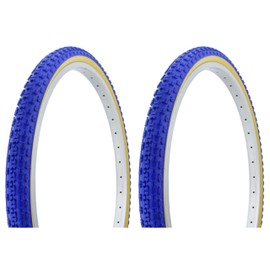 Lowrider Tire Set. 2 Tires. Two Tires Duro 26" x 1.75" Blue/Gum Side Wall HF-143G.