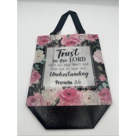 Unbranded Inspirational Floral Gift/Tote Bag, Bible Scripture Quotes Reusable Durable
