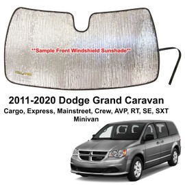 YelloPro Custom Fit Automotive Reflective Front Windshield Sunshade Accessories for 2011 2012 2013 2014 2015 2016 2017 2018 2019 2020 Dodge Grand Caravan Express Mainstreet Crew AVP RT SE SXT Minivan