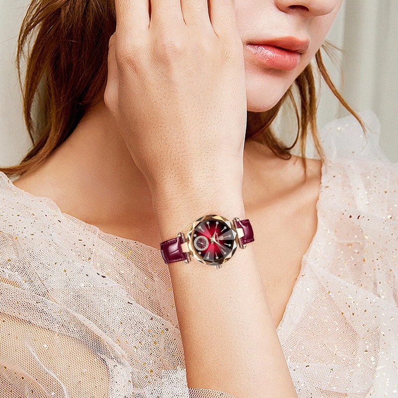 Women's Wristwatch, Analog Display, Quartz, Leather Strap, Thin, Stylish, Waterproof,