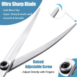 Dream Reach 7" Downward Curved Dog Grooming Scissors for Trimming Face and Paws, Safety Cutting Shears for Pet Dogs and Cats, Professional Pet Grooming Scissors Black