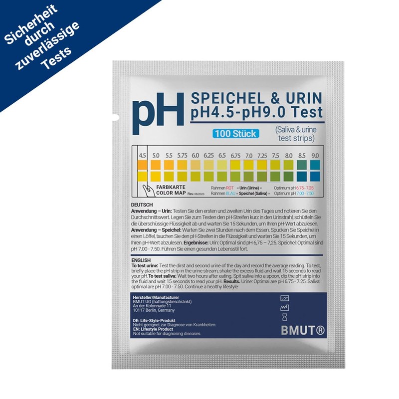 100 x pH Test Strips for Urine and Saliva, pH
