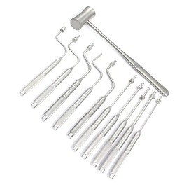 OdontoMed2011® Dental OSTEOTOMES Straight CONCAVE TIP and Mallet Sinus Lift Bone Spreading 11 Pieces Instruments ODM