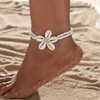 Shell Beaded Ankle Bracelet for Women, Double Layered Hollow Heart
