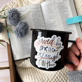 Faith sticker | Saved by grace through faith | Christian stickers & gifts | Bible verse quotes | Religious stickers