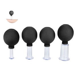 Facial Cupping Set, 4 Stück Gesichts-Massage, Skincare Tool, Schröpfgläser, Kunststoff-Physiotherapie-Schröpfen mit Silikonball,straffe Haut, Faltenminderung, Entgiftung, Anregung Lymphfluss,Schwarz