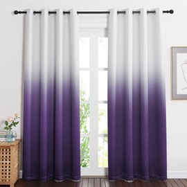 NICETOWN Room Darkening Gradient Curtains 84 inch Length for Living Room, White & Purple Ombre Privacy Curtains for Patio Office, Thermal Insulated Window Treatment Drapes, 104" Wide Total 2 Pieces