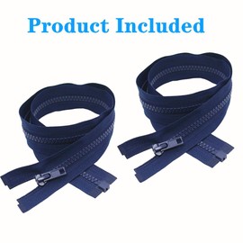 MebuZip 2PCS #5 28 Inch Separating Jacket Zippers Resin Zipper Molded Plastic Zippers Bulk for Sewing Coat Jackets Clothes (Navy Blue)