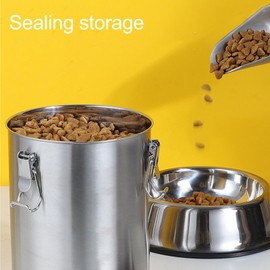 Oreilet Metal Dog Food Storage Container, Stainless Steel Airtight Pet Food Canister with Lid, Cat Dog Food Holder Bin Cookie Jar Treats Container for Home Kitchen Farmhouse (2500ML)