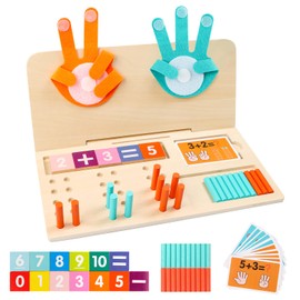 Yooyan Montessori Toy Educational Game from 3 4 5 Years Wooden Toy Finger Counting Math Gifts Boys Girls Children Maths Educational Toy Wooden Gift for Boys Girls STEM Birthday