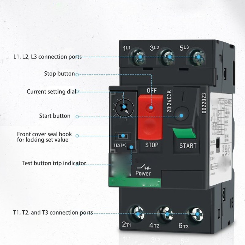 Motor Circuit Breaker DIN Rail Mount Reliable Manual Motor Starter