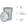 Plexon Pre-Galvanized Trash Can with Lid Round, Steel, 20gal, Grey,