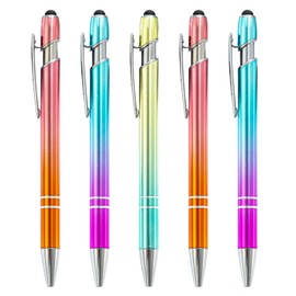 ENLACE Ballpoint Pen, Pack of 5 2 in 1 Soft Touch Ballpoint Pens, Ballpoint Pen, High-Quality Ergonomic Ballpoint Pen with Touchpen, Ballpoint Pen Metal Ballpoint Pen Set for Office and Home