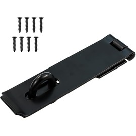 MustGood Heavy Duty Gate Lock, 7-3/4" Extra Thick Steel, Padlock Clasp, hasp latch, shed door latch, Black