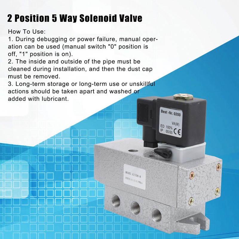 2 Position 5 Way Solenoid Valve Single Electric Control Industrial