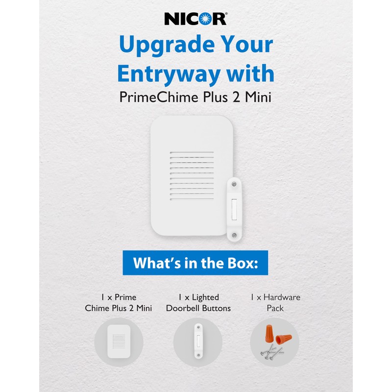 PrimeChime Plus 2 Mini- Video Compatible Doorbell Chime Kit with